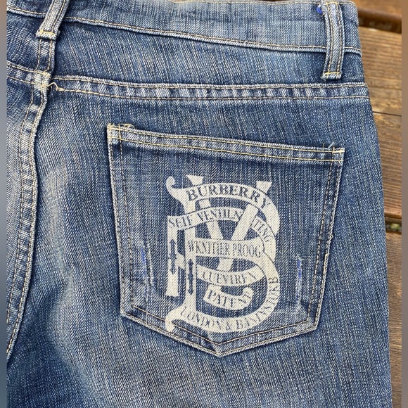 BURBERRY Distressed/Large LOGO 5 Pocket/straight leg Jeans🔥EUC🔥30”waist,UNISEX - Picture 4 of 16